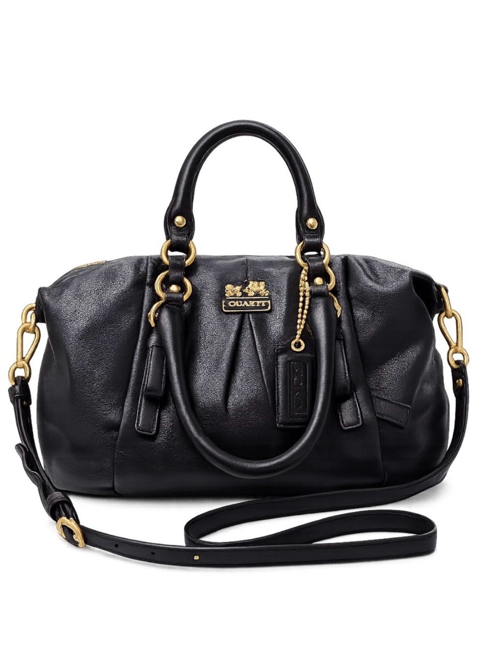 Coach Madison Juliette 21222 Black Leather Satchel Crossbody Removable Adj strap